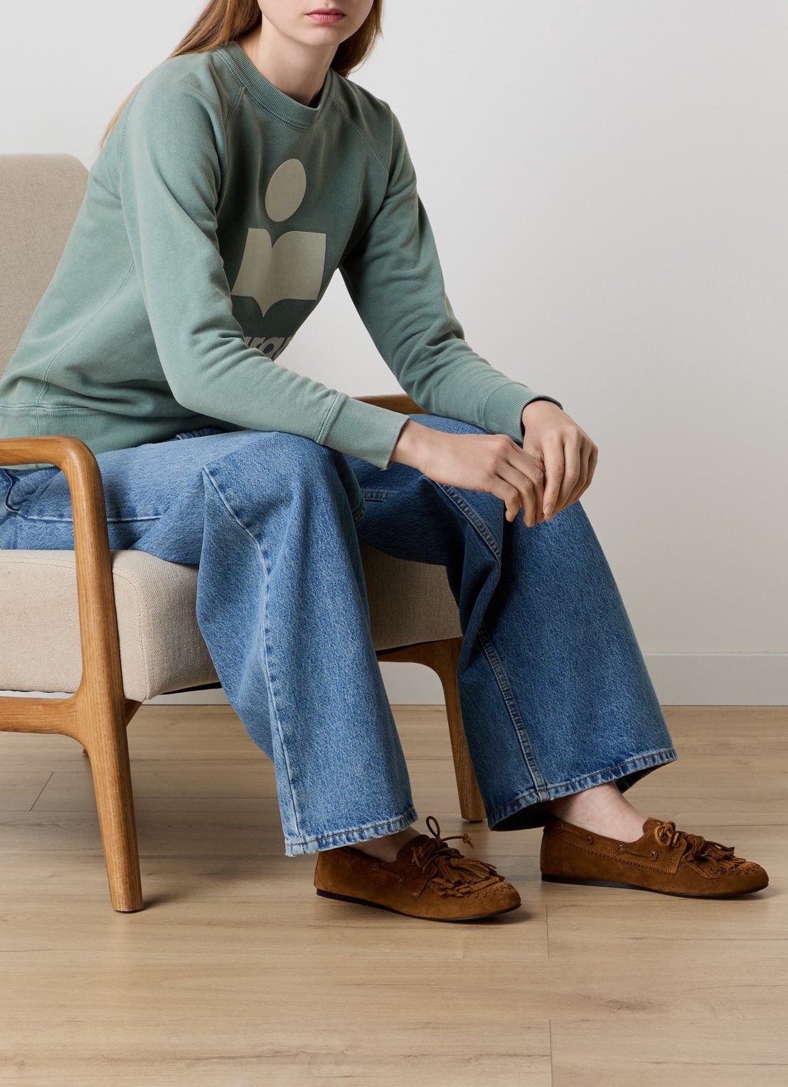 Isabel Marant Fersi mocassin van kalfssuéde  - voorkant 3 bruin