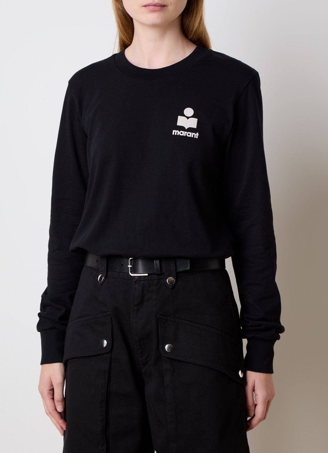 Isabel Marant Fijngebreide trui met logo- en backprint - achterkant zwart