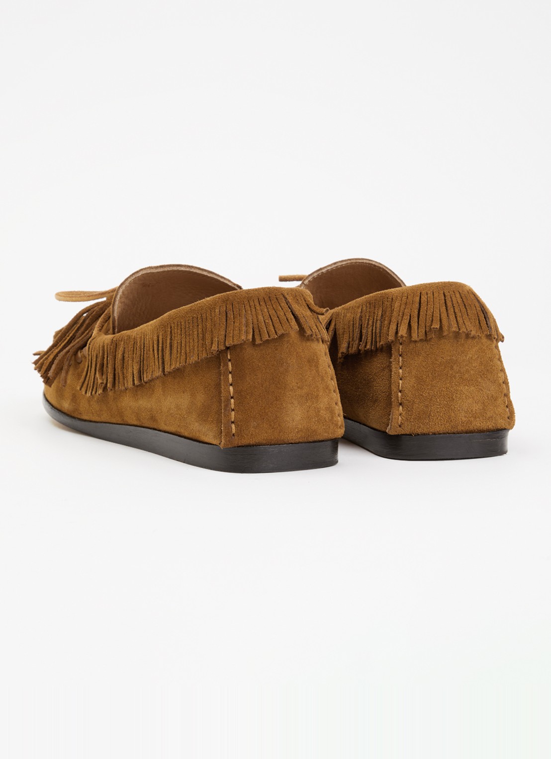 Isabel Marant Fitza loafers van suède met franjes - achterkant 3 cognac