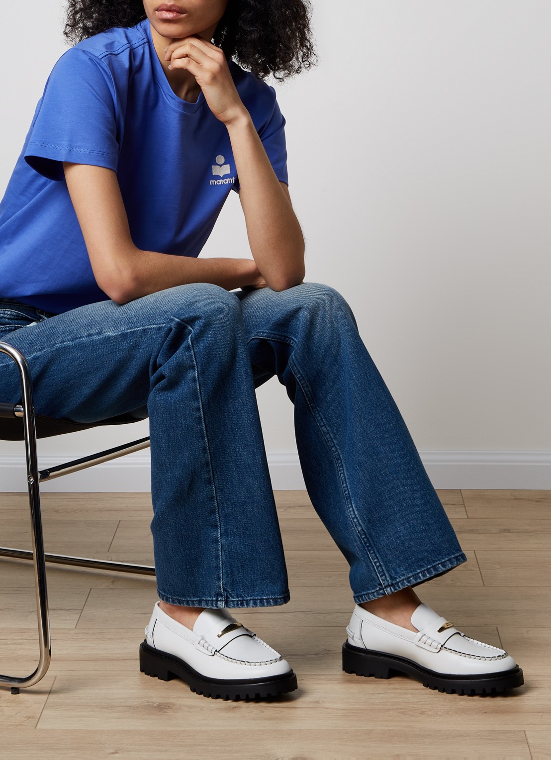 Isabel Marant Frezza loafer van kalfsleer - voorkant 2 wit