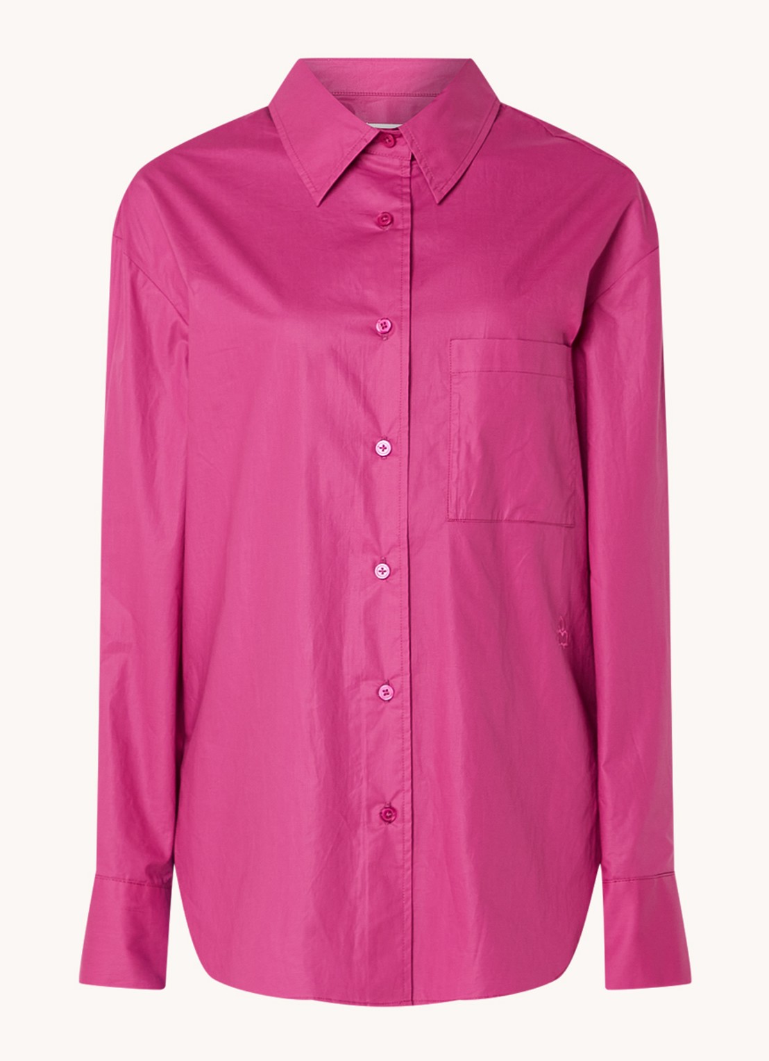 Isabel Marant Frizio blouse met logoborduring en borstzak - voorkant 2 donkerroze