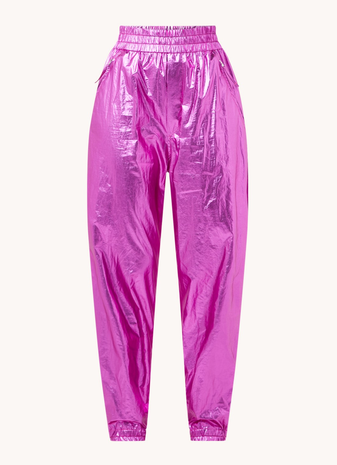 Isabel Marant Galoni high waist tapered fit cropped broek met metallic finish - voorkant fuchsia
