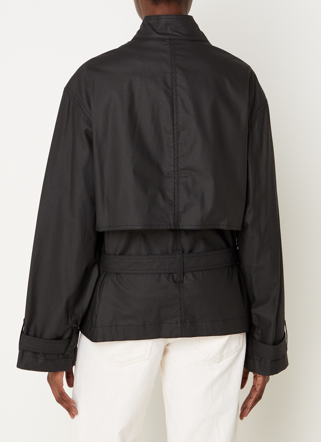 Isabel Marant Gokely korte trenchcoat met ceintuur  - achterkant 3 zwart