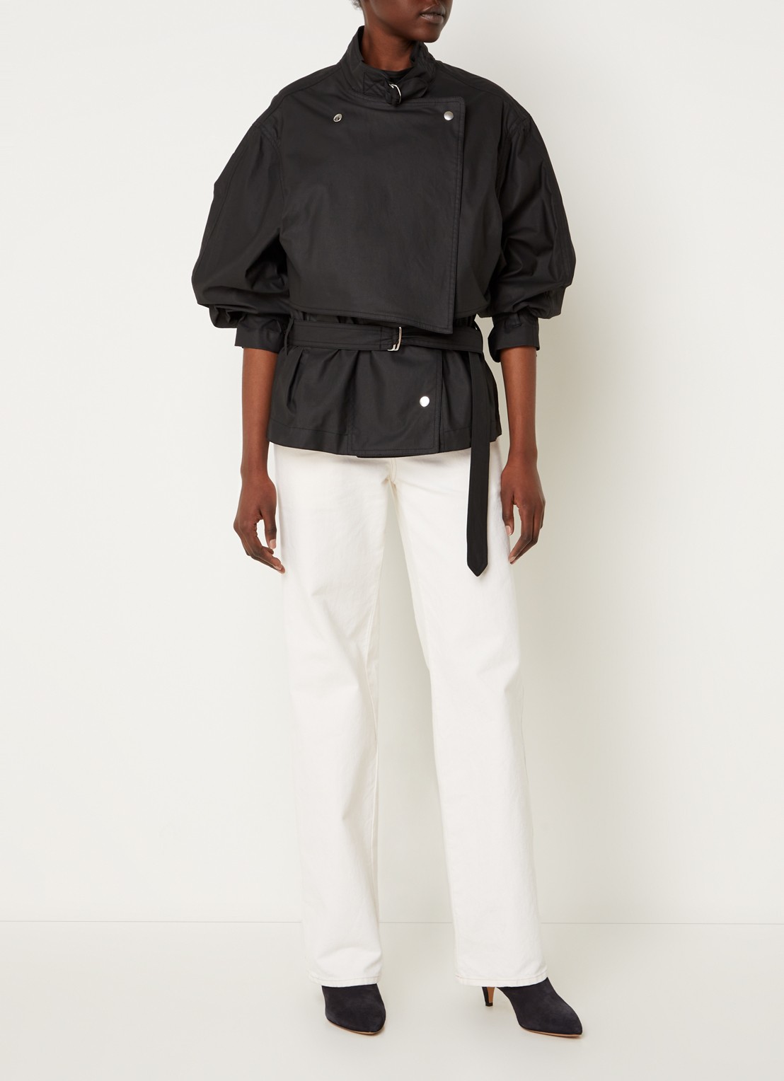 Isabel Marant Gokely korte trenchcoat met ceintuur  - voorkant 5 zwart