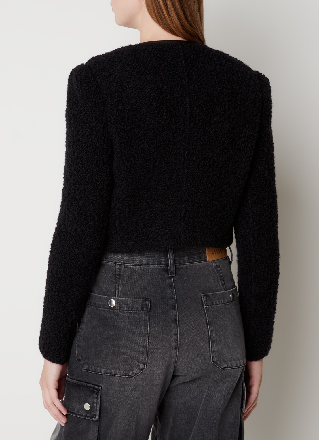 Isabel Marant Gradila jas van wol met imitatieleren details - achterkant zwart