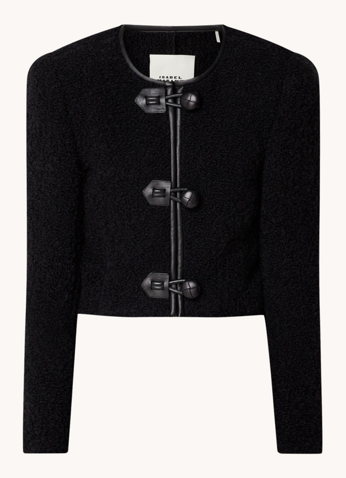 Isabel Marant Gradila jas van wol met imitatieleren details - voorkant 2 zwart