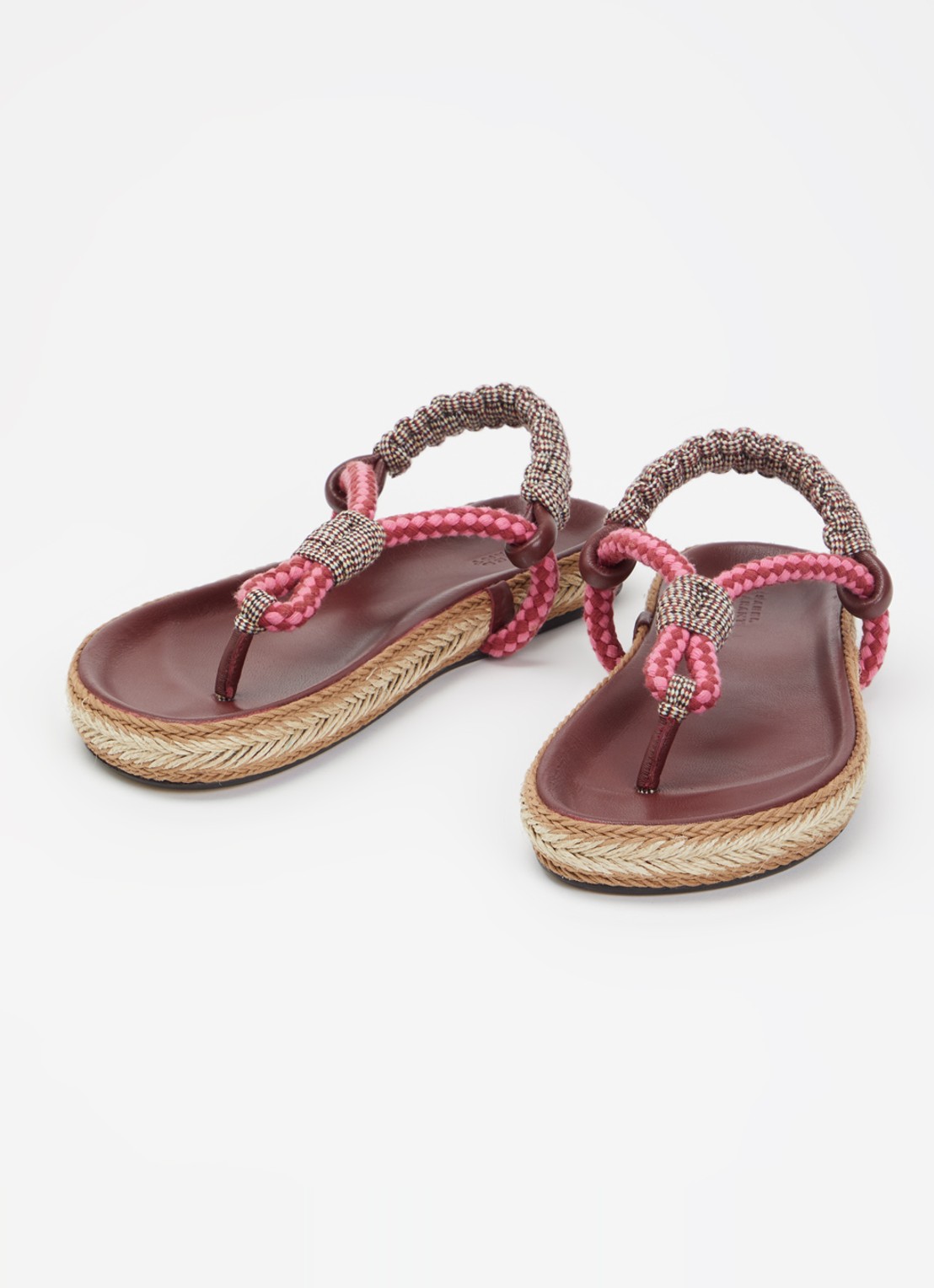 Isabel Marant Gypso sandaal van leer met ruitdessin - detail bordeauxrood