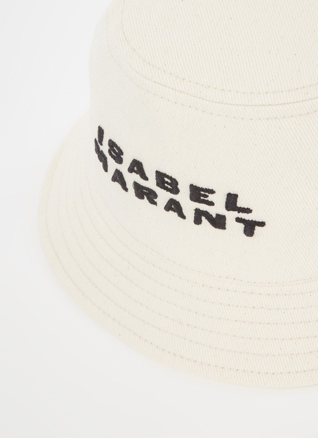 Isabel Marant Haley bucket hoed met logoborduring - detail creme