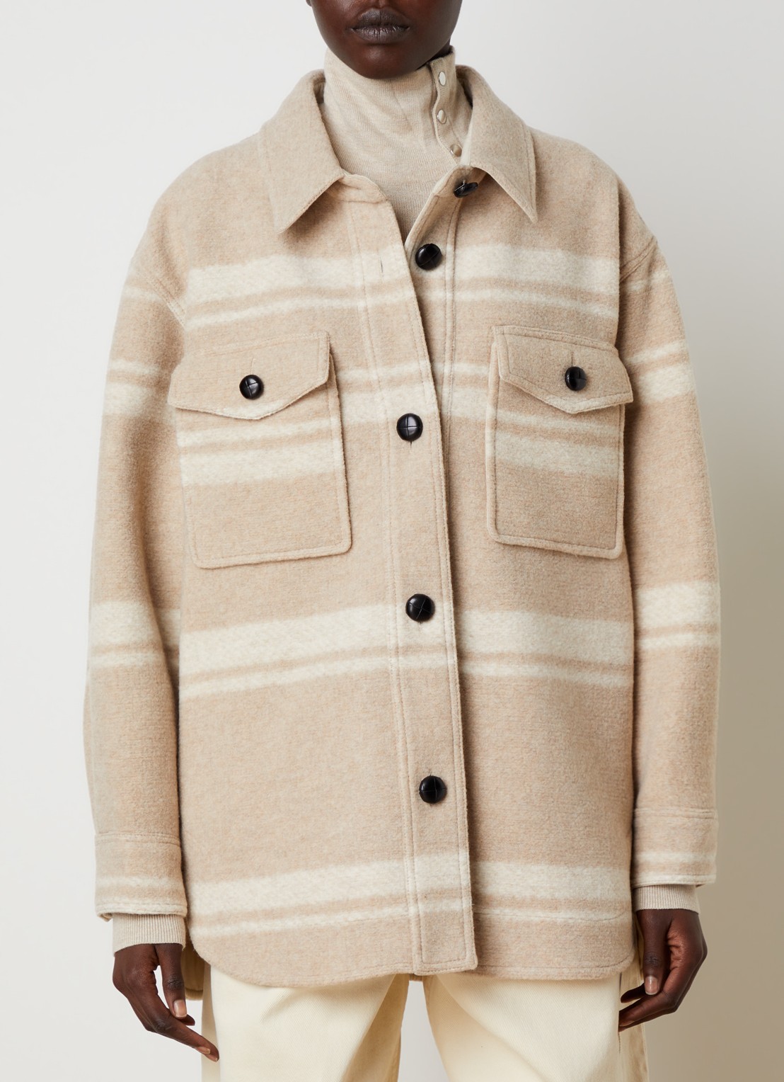 Isabel Marant Harveli jack in wolblend met steekzakken - detail zand