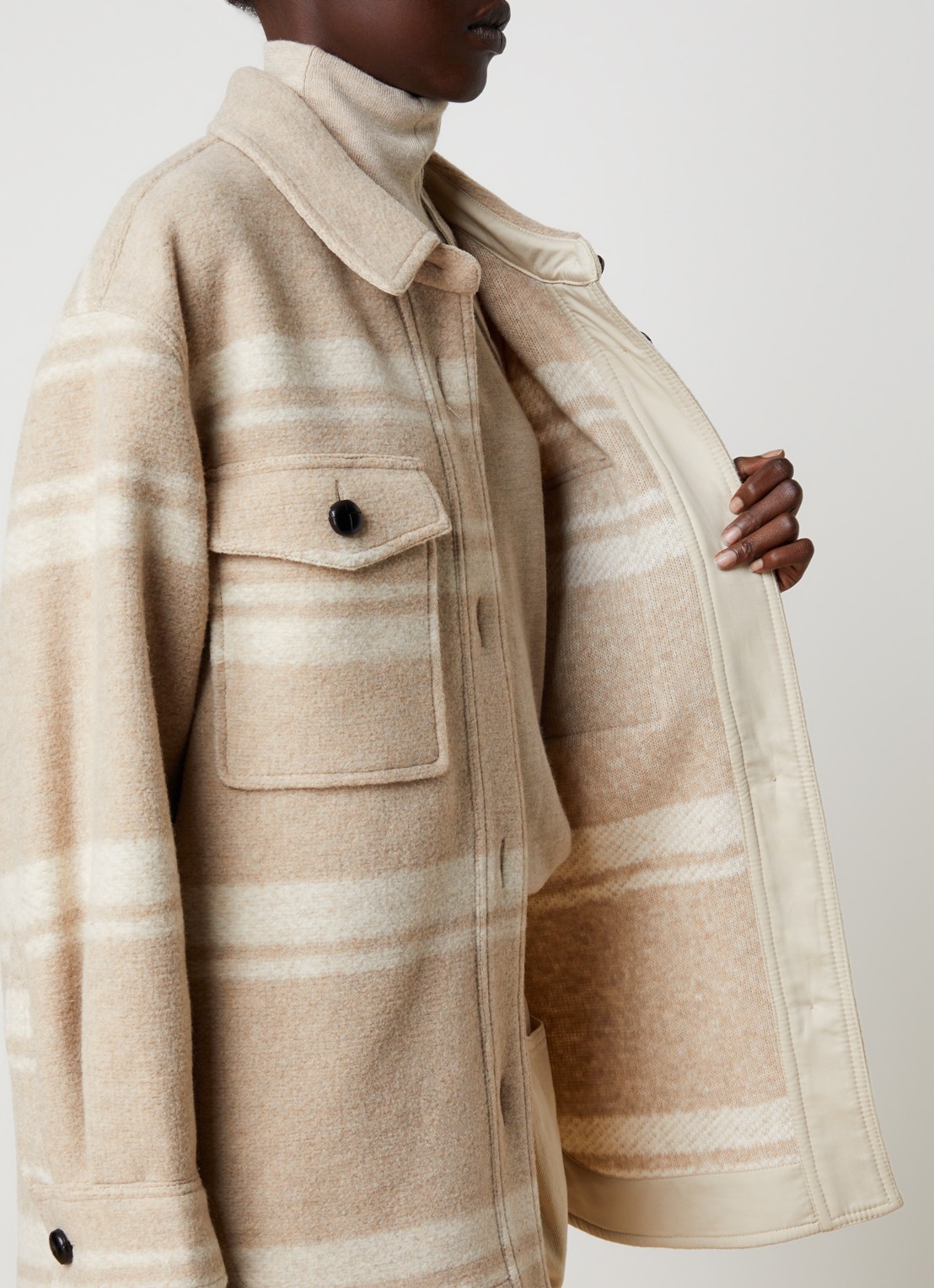 Isabel Marant Harveli jack in wolblend met steekzakken - detail 2 zand