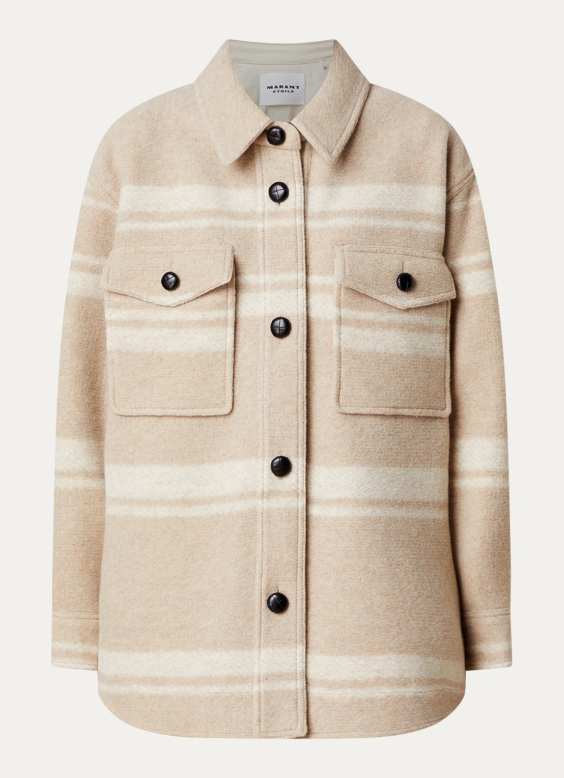 Isabel Marant Harveli jack in wolblend met steekzakken - voorkant 5 zand
