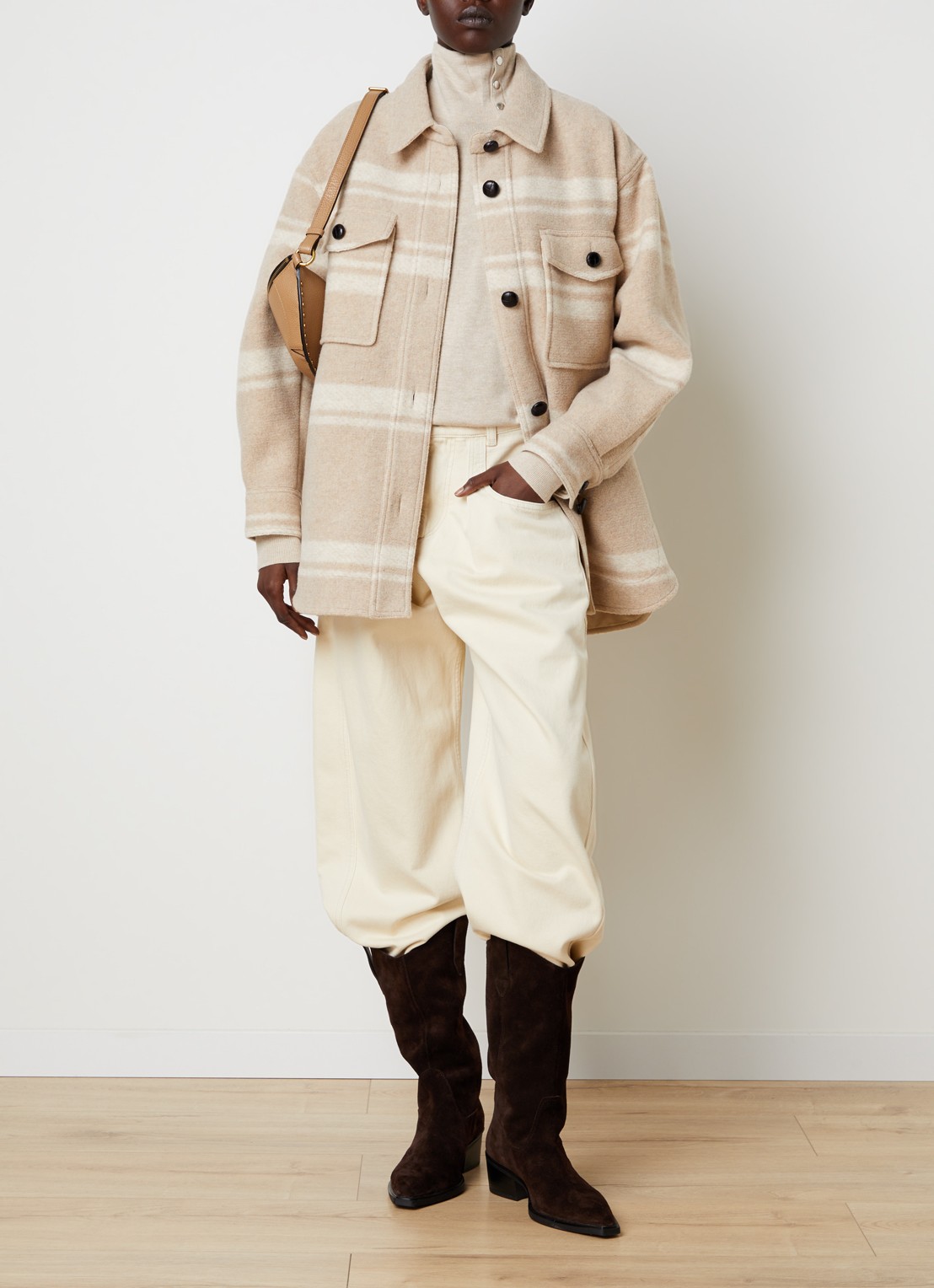 Isabel Marant Harveli jack in wolblend met steekzakken - voorkant 6 zand