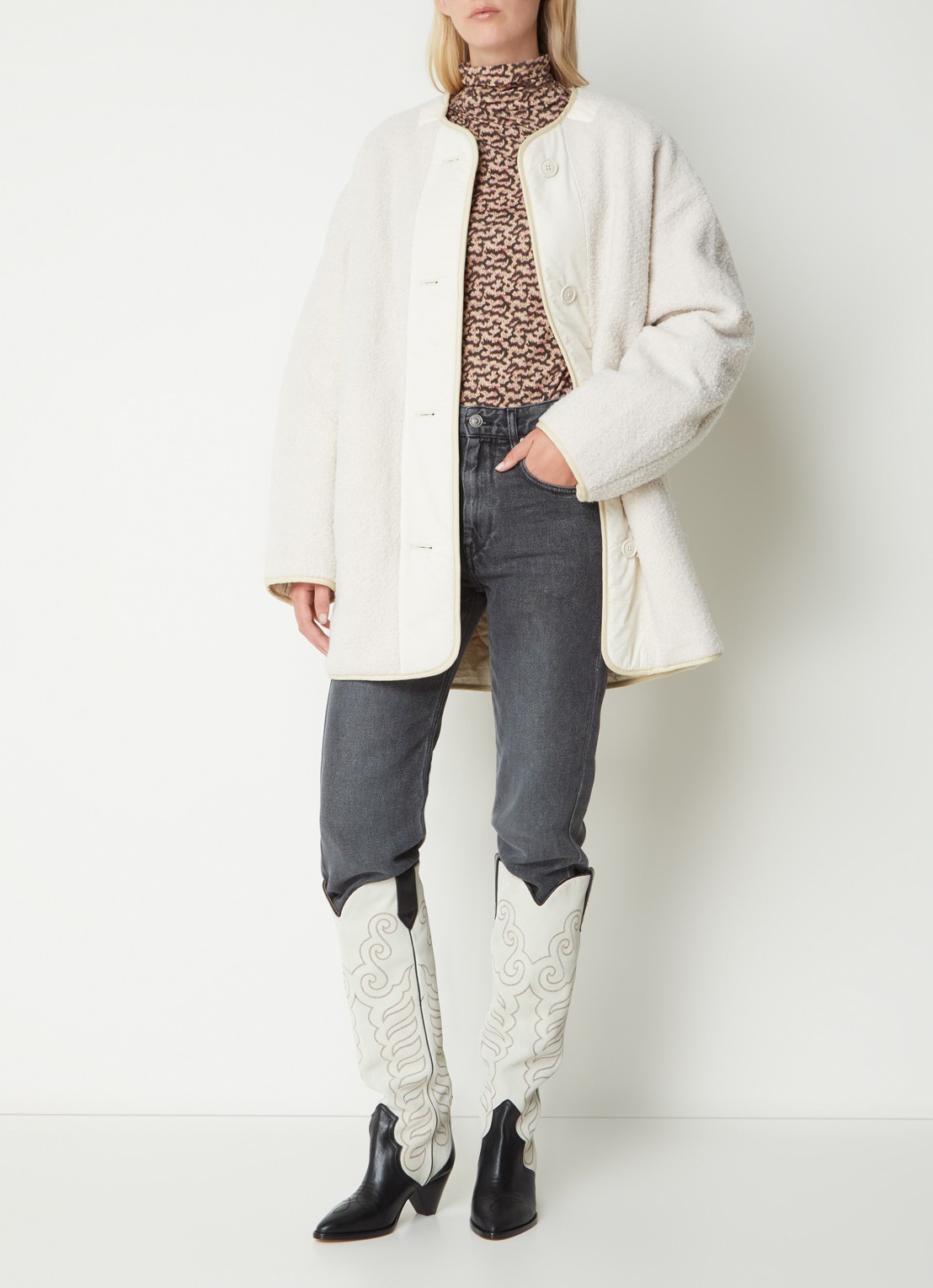 Isabel Marant Himemma reversible parka met steekzakken  - voorkant 4 gebroken wit