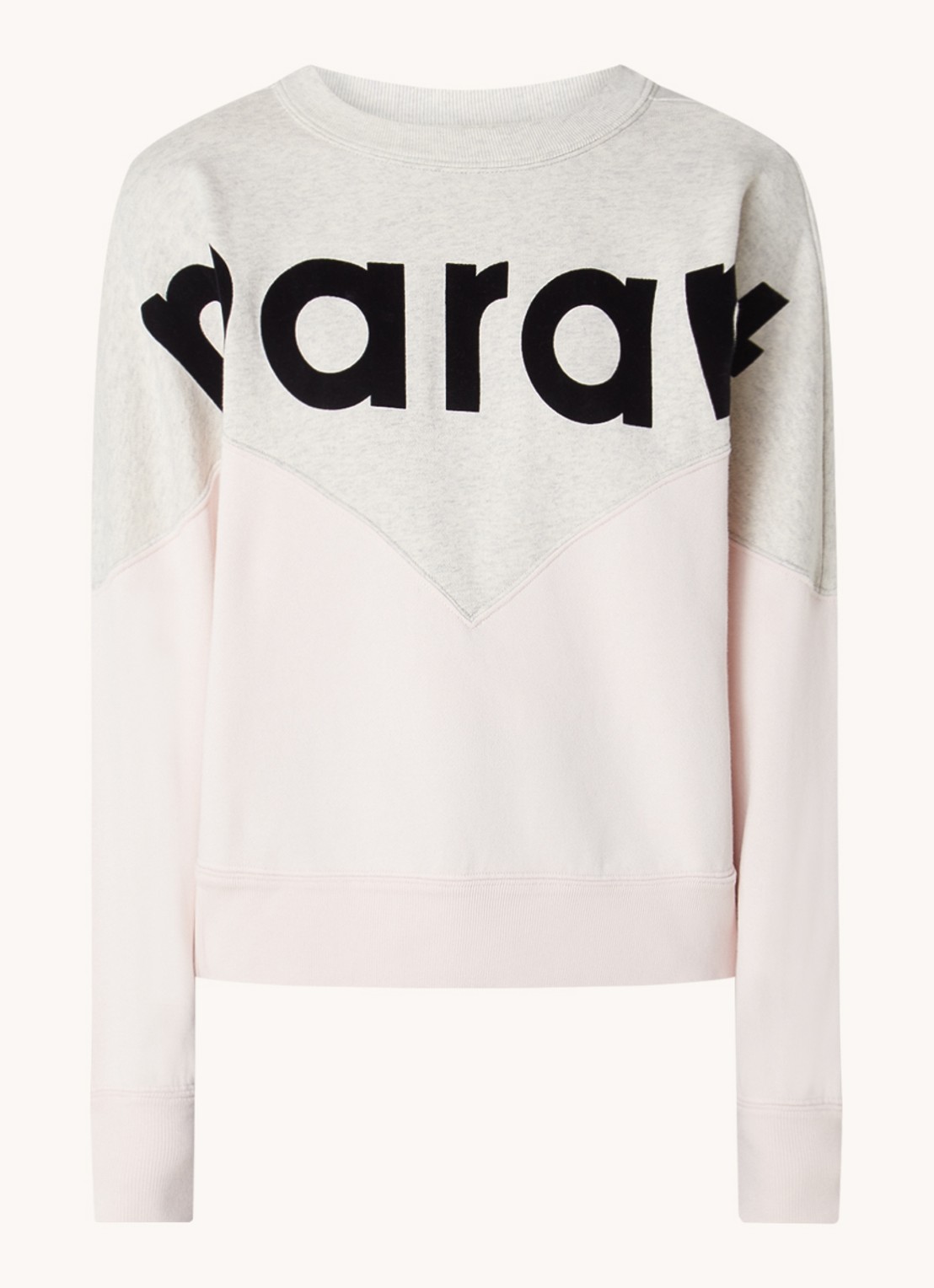 Isabel Marant Houston sweater met flock logoprint - voorkant 2 lichtroze