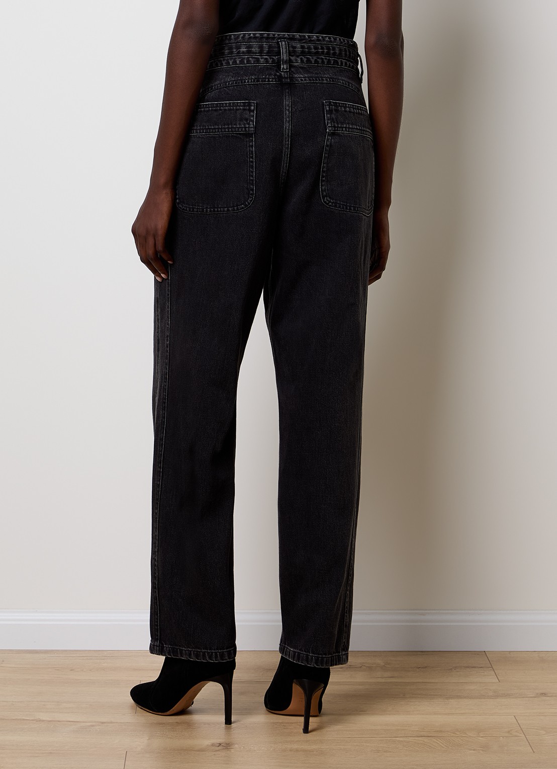 Isabel Marant Ilsa high waist tapered jeans met koord - achterkant zwart