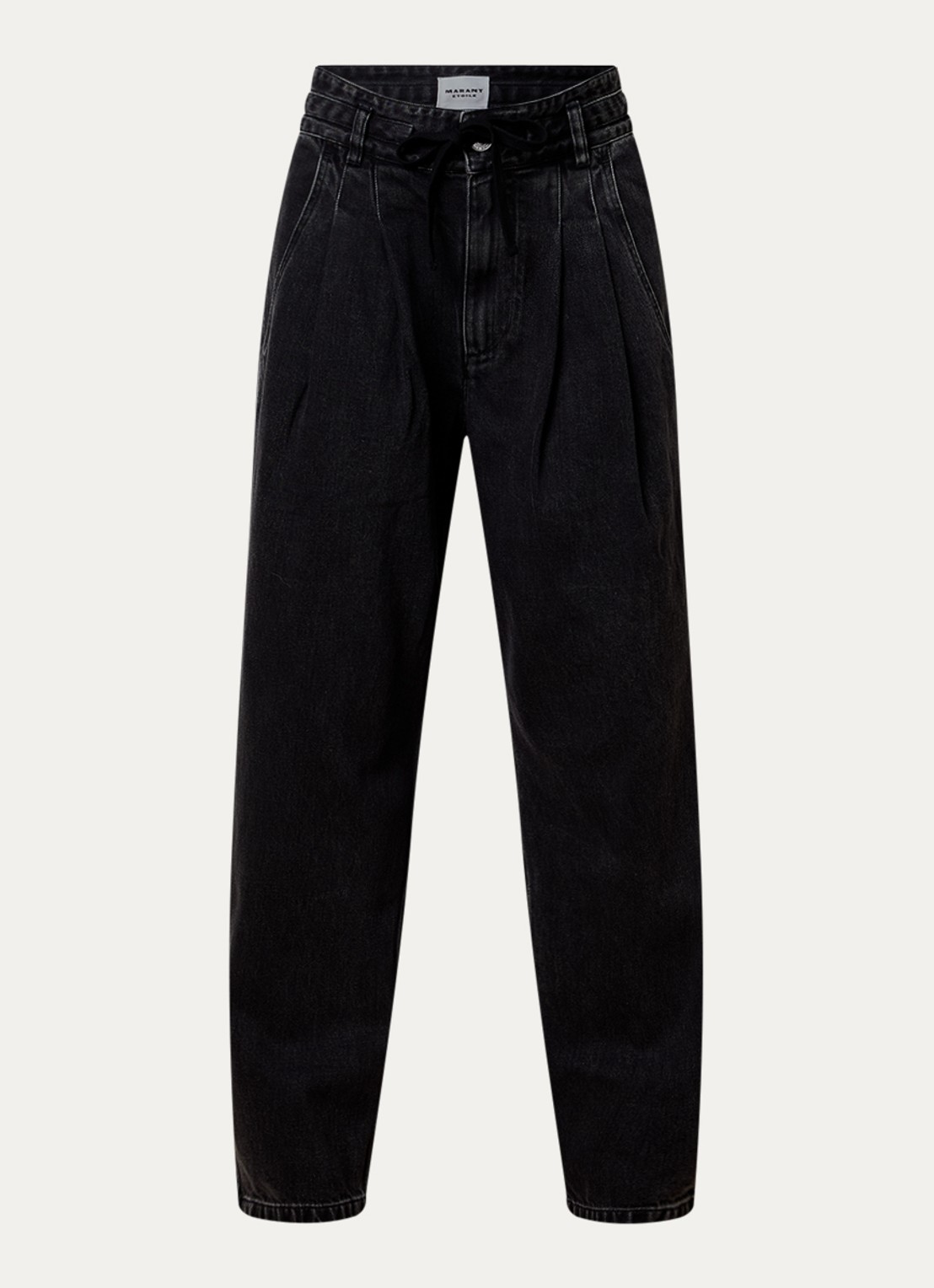 Isabel Marant Ilsa high waist tapered jeans met koord - voorkant 4 zwart