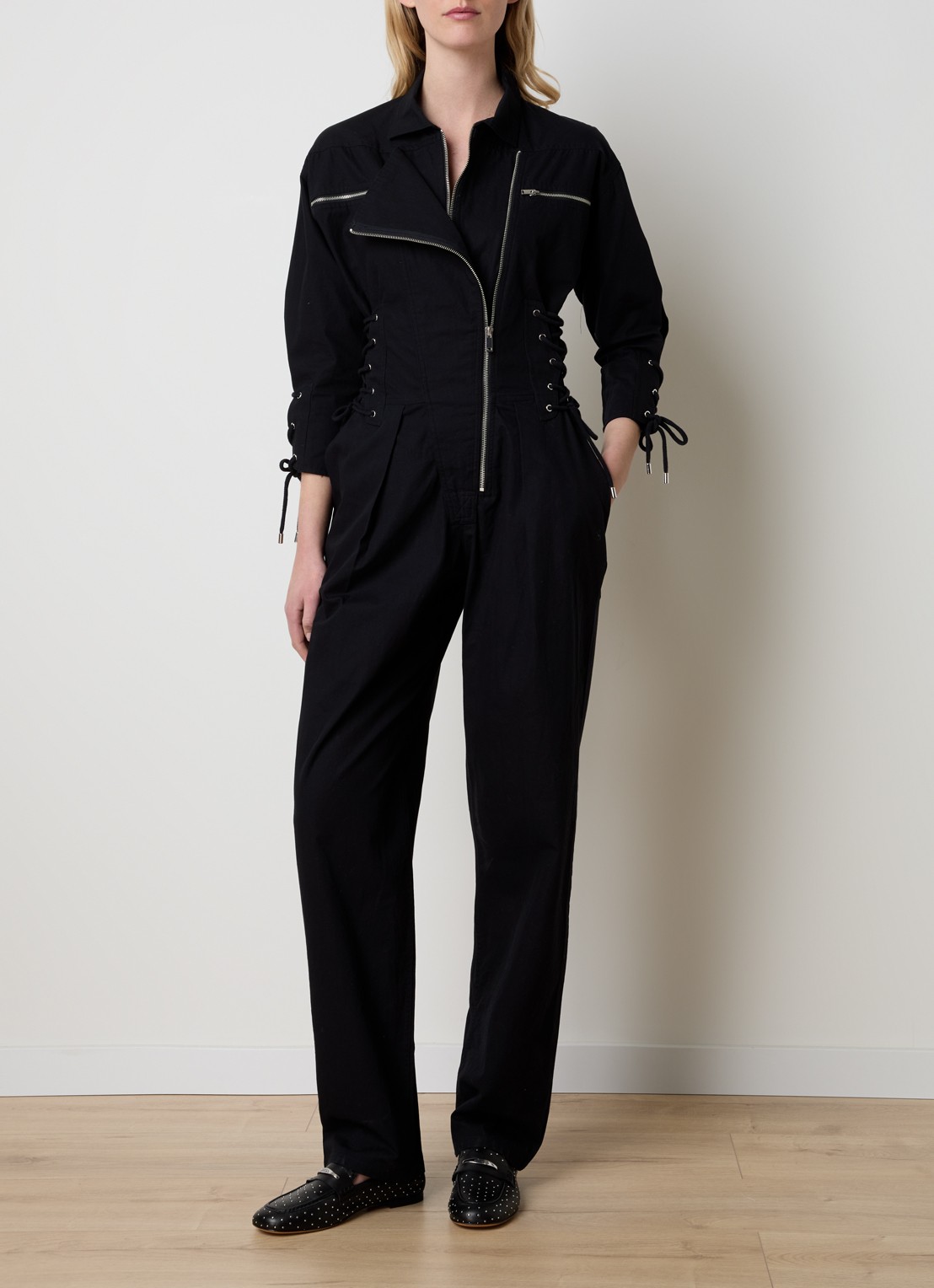 Isabel Marant Irianna loose fit jumpsuit met gestrikt detail - detail 3 zwart