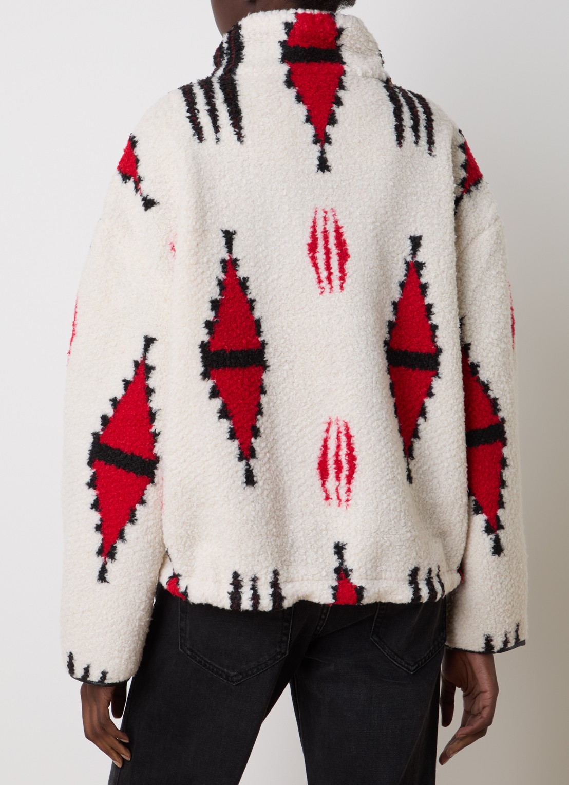 Isabel Marant Ivana vest van teddy met ingebreid patroon - achterkant gebroken wit