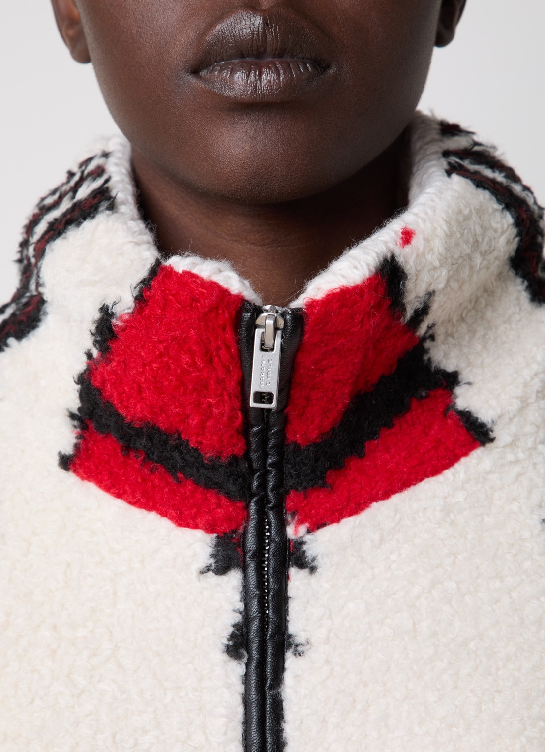 Isabel Marant Ivana vest van teddy met ingebreid patroon - detail 6 gebroken wit