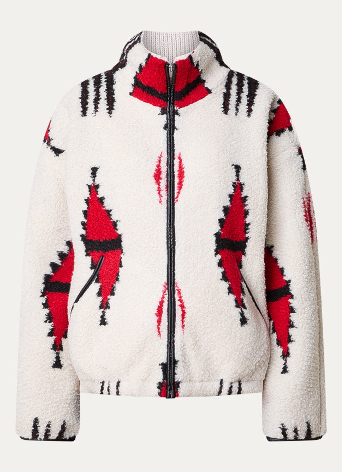 Isabel Marant Ivana vest van teddy met ingebreid patroon - voorkant 2 gebroken wit