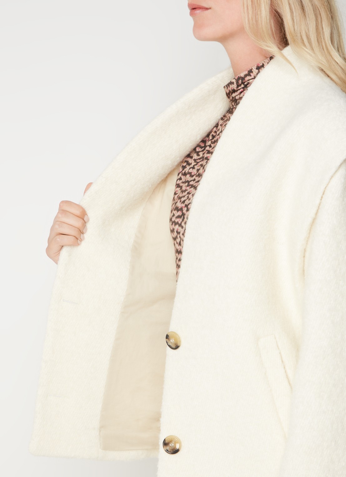 Isabel Marant Jack in alpaca wolblend met steekzakken - detail 2 ivoor