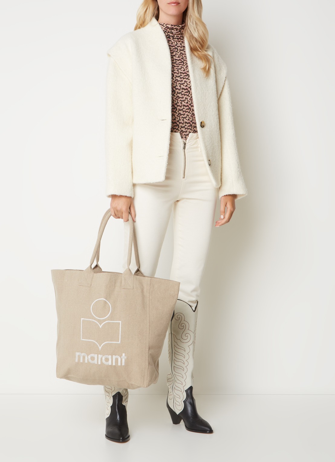 Isabel Marant Jack in alpaca wolblend met steekzakken - voorkant 6 ivoor