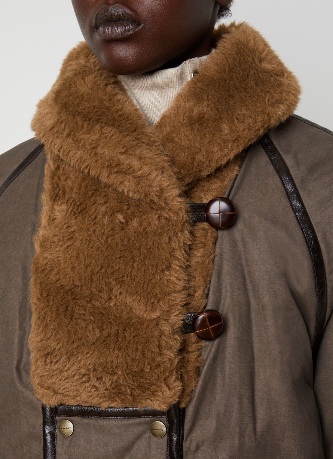 Isabel Marant Jack in wolblend met steekzakken - detail 4 lichtbruin