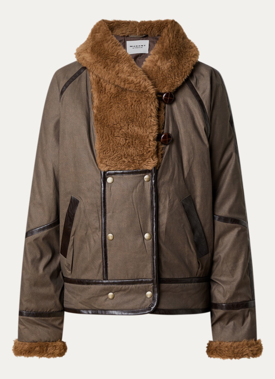 Isabel Marant Jack in wolblend met steekzakken - voorkant 5 lichtbruin