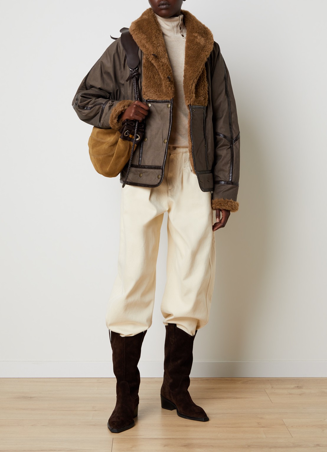 Isabel Marant Jack in wolblend met steekzakken - voorkant 6 lichtbruin