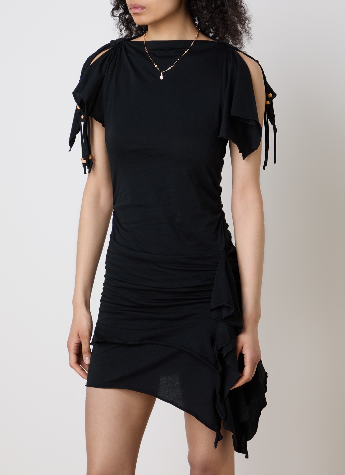 Isabel Marant Janick mini jurk met asymmetrische zoom - detail 4 zwart