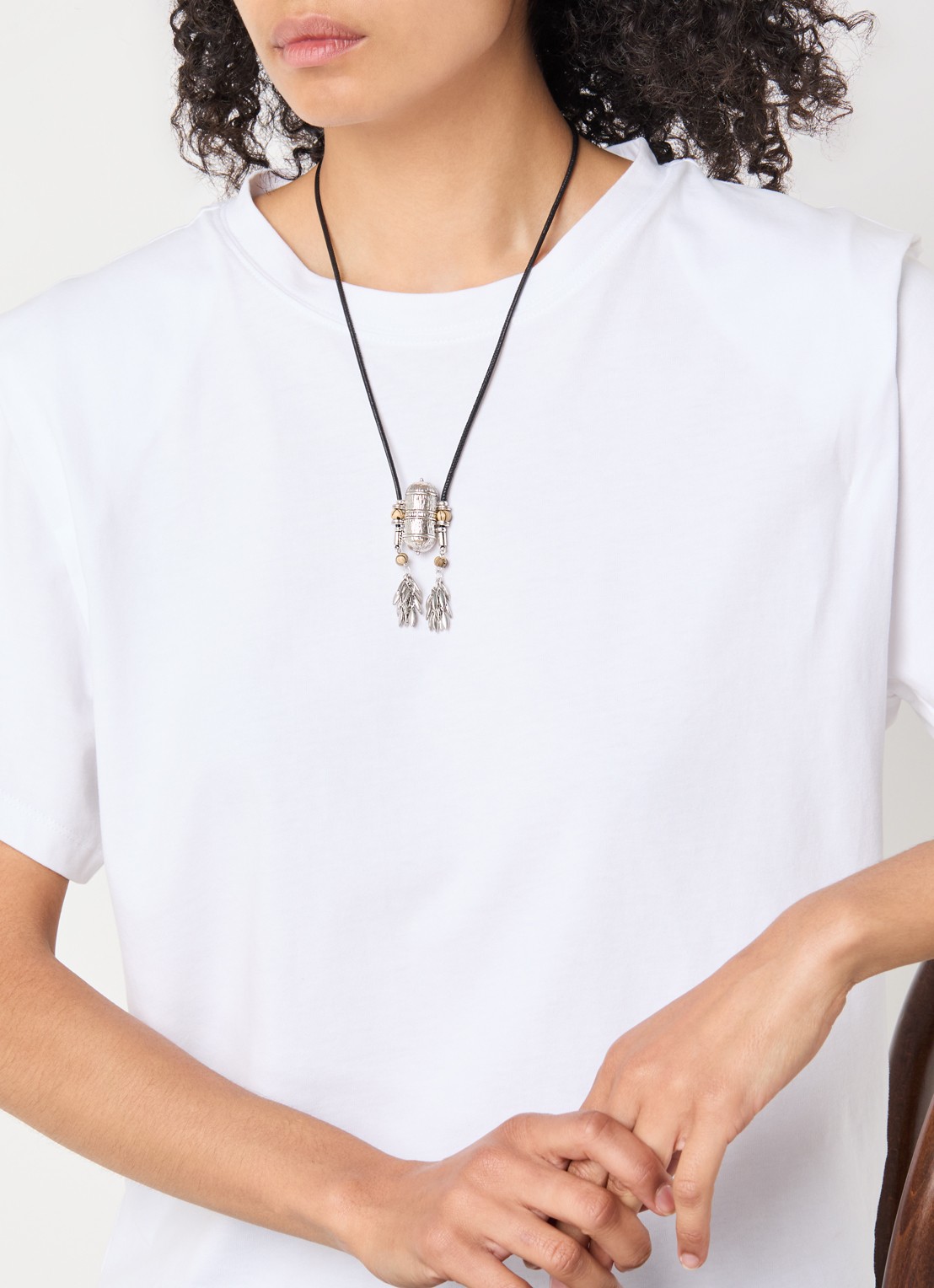 Isabel Marant Janis ketting met hanger - voorkant 2 zwart