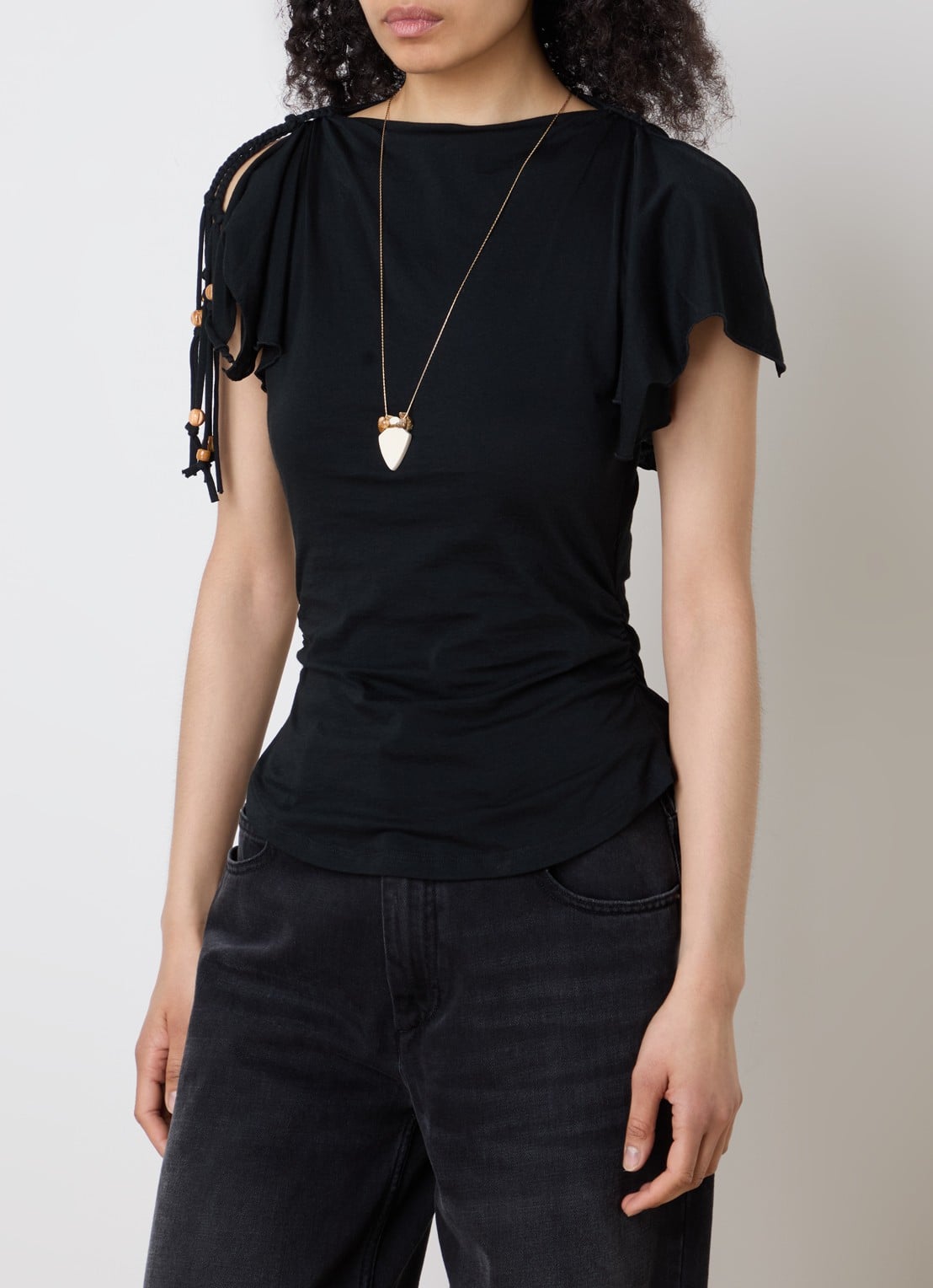 Isabel Marant Jazia top met gedrapeerd detail - detail 4 zwart