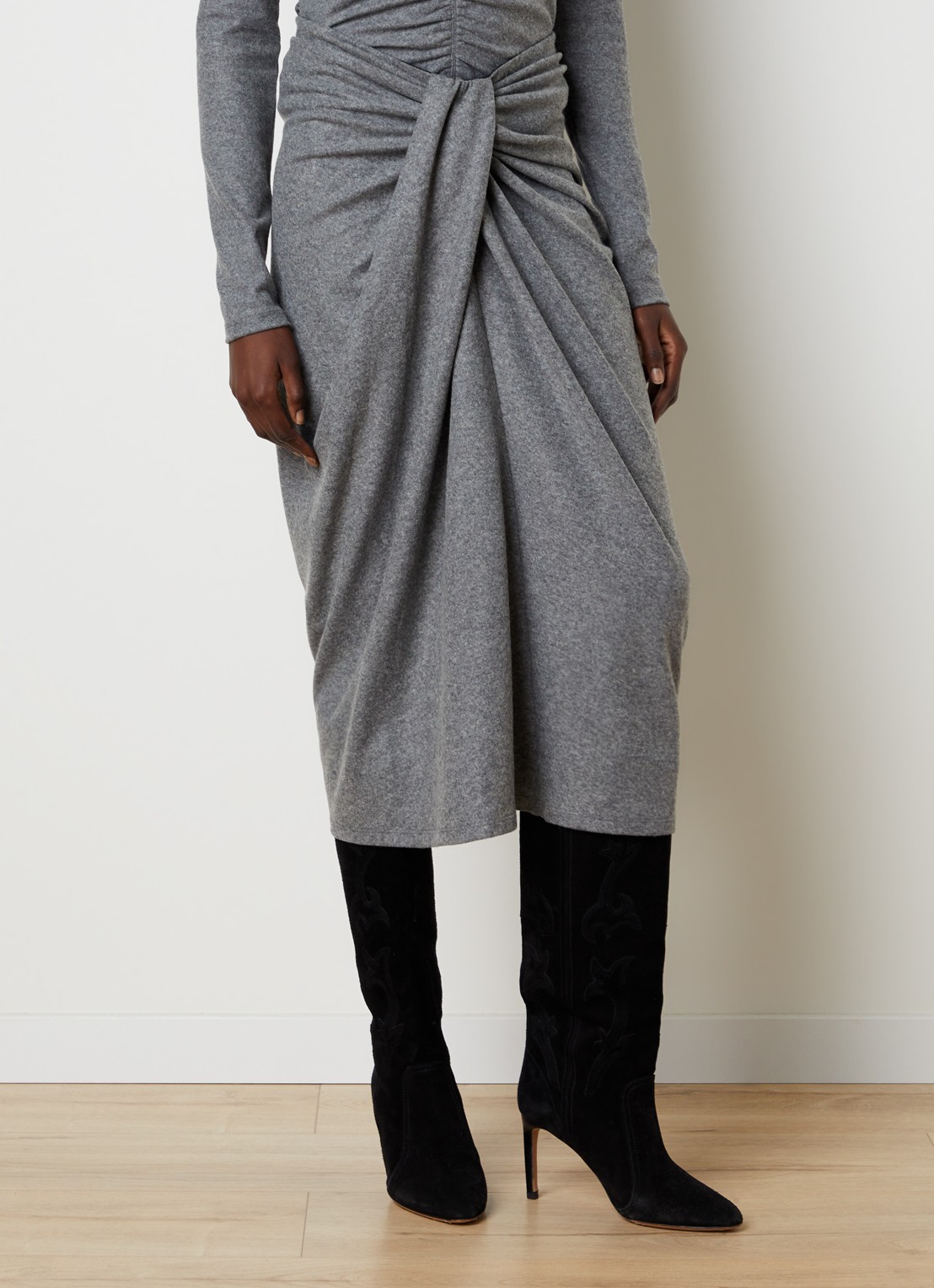 Isabel Marant Jeldia midi rok met stretch - detail grijs