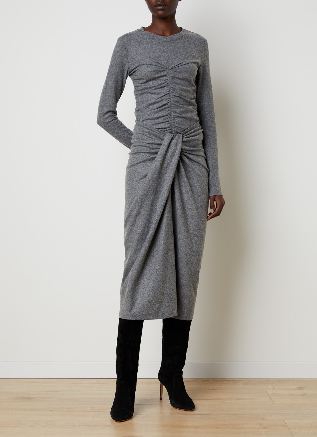 Isabel Marant Jeldia midi rok met stretch - voorkant 5 grijs