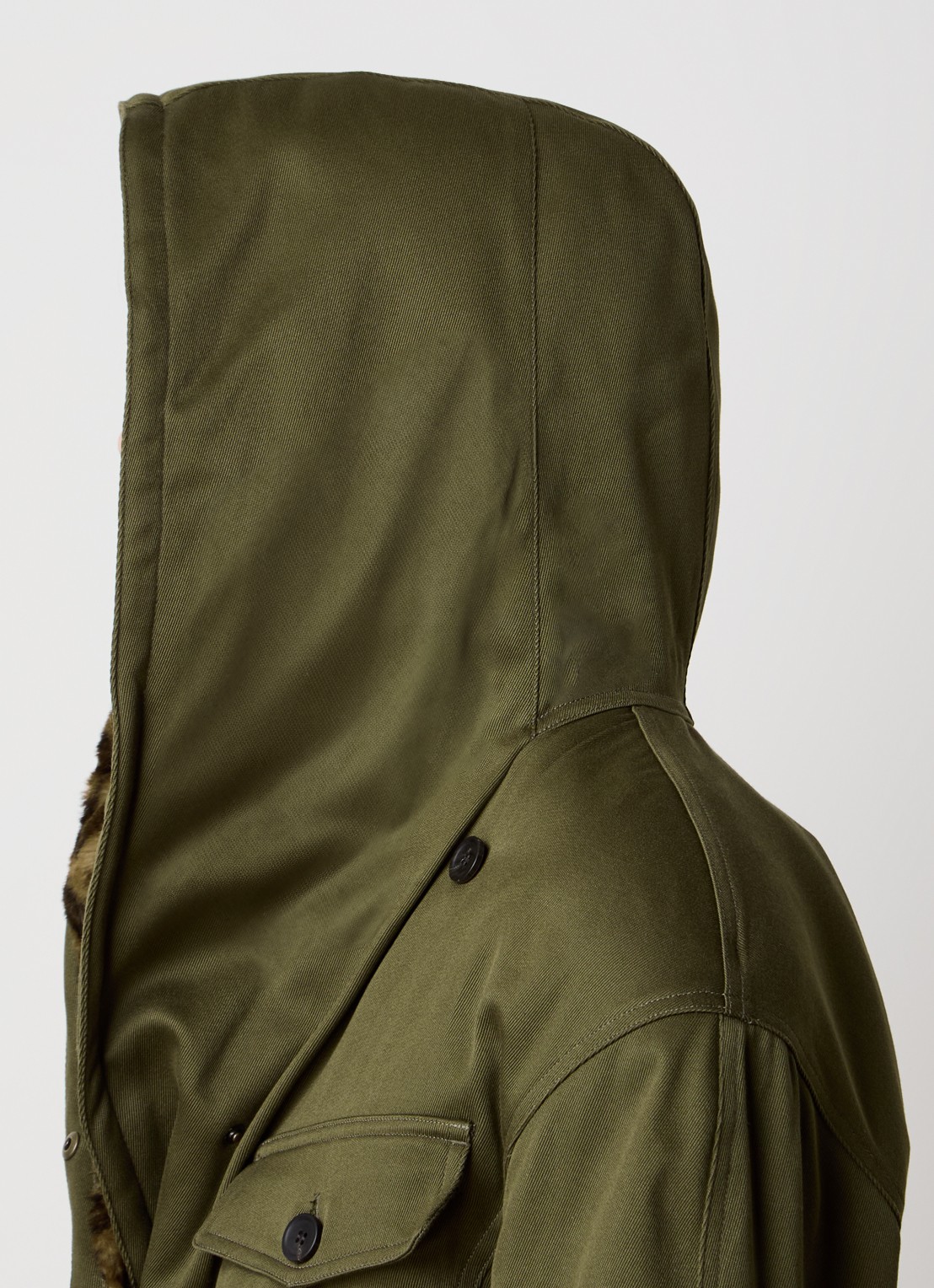 Isabel Marant Jerika jack met capuchon en ceintuur - detail 3 legergroen