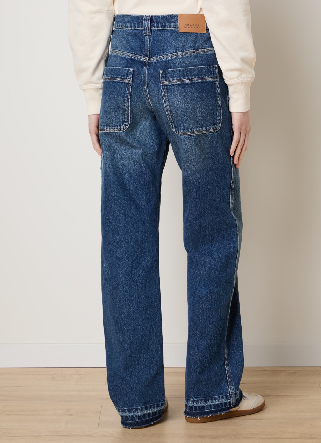 Isabel Marant Jeyda mid waist straight leg jeans met donkere wassing - achterkant 6 blauw