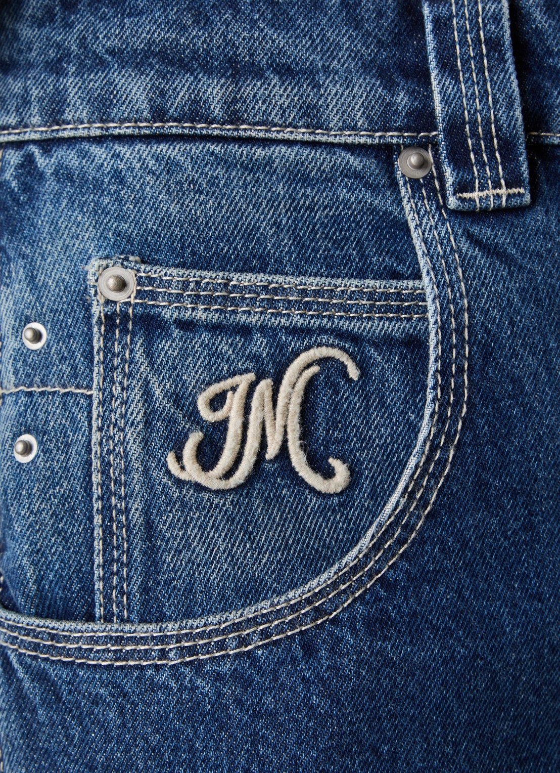 Isabel Marant Jeyda mid waist straight leg jeans met donkere wassing - detail 5 blauw