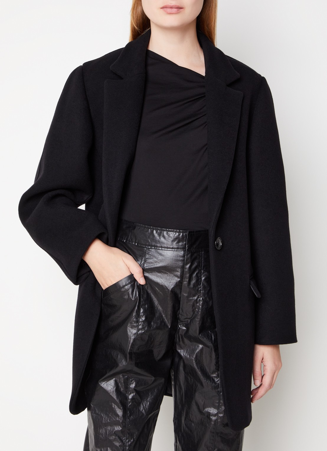 Isabel Marant Jilinka mantel in kasjmierblend met steekzakken  - detail 2 zwart