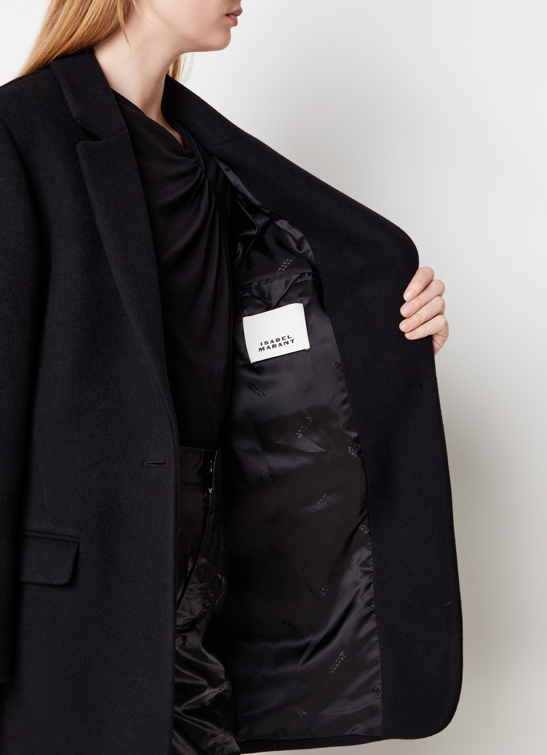 Isabel Marant Jilinka mantel in kasjmierblend met steekzakken  - detail 3 zwart