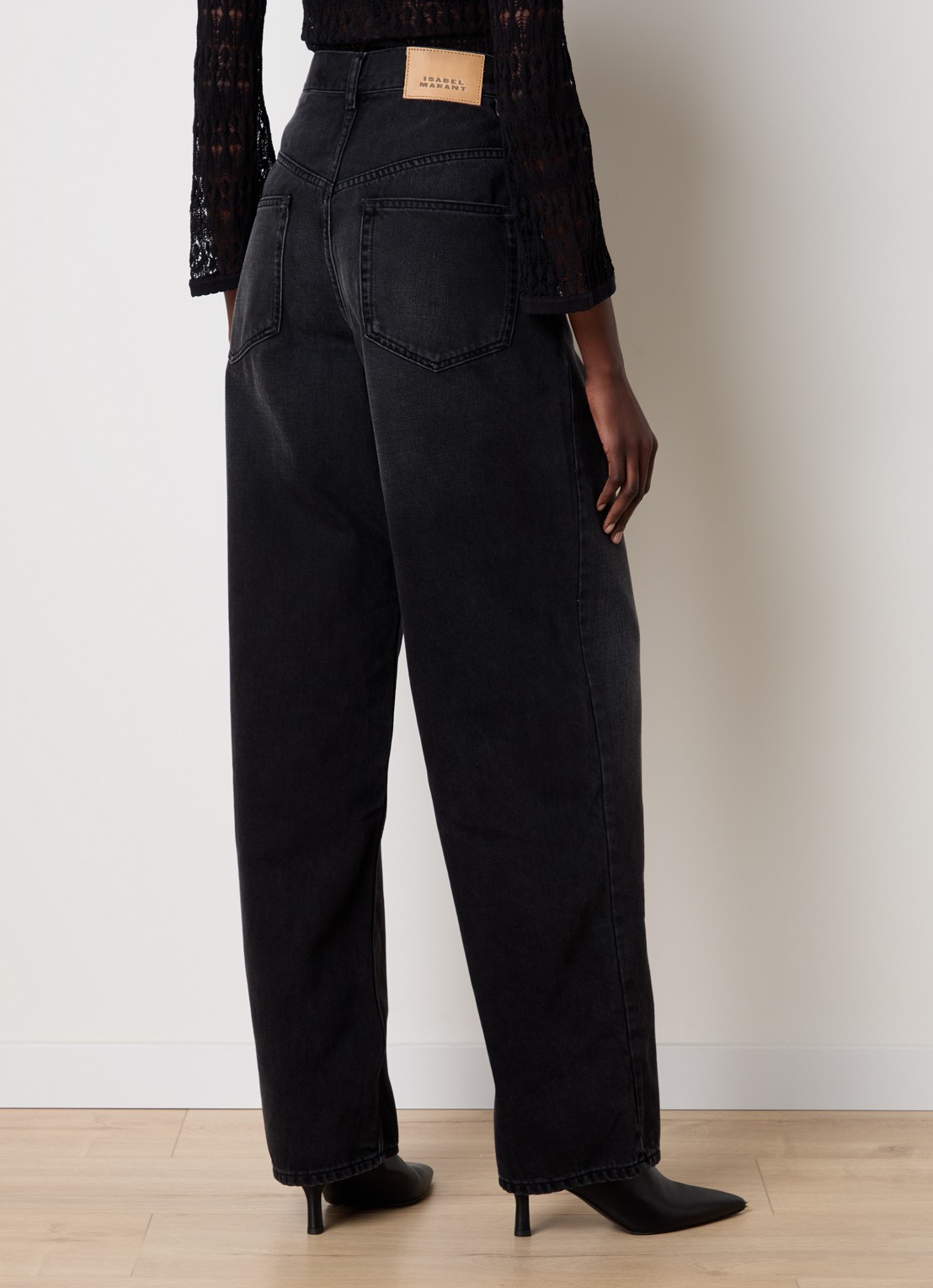 Isabel Marant Joanny high waist wide leg jeans  met gekleurde wassing - achterkant 6 zwart