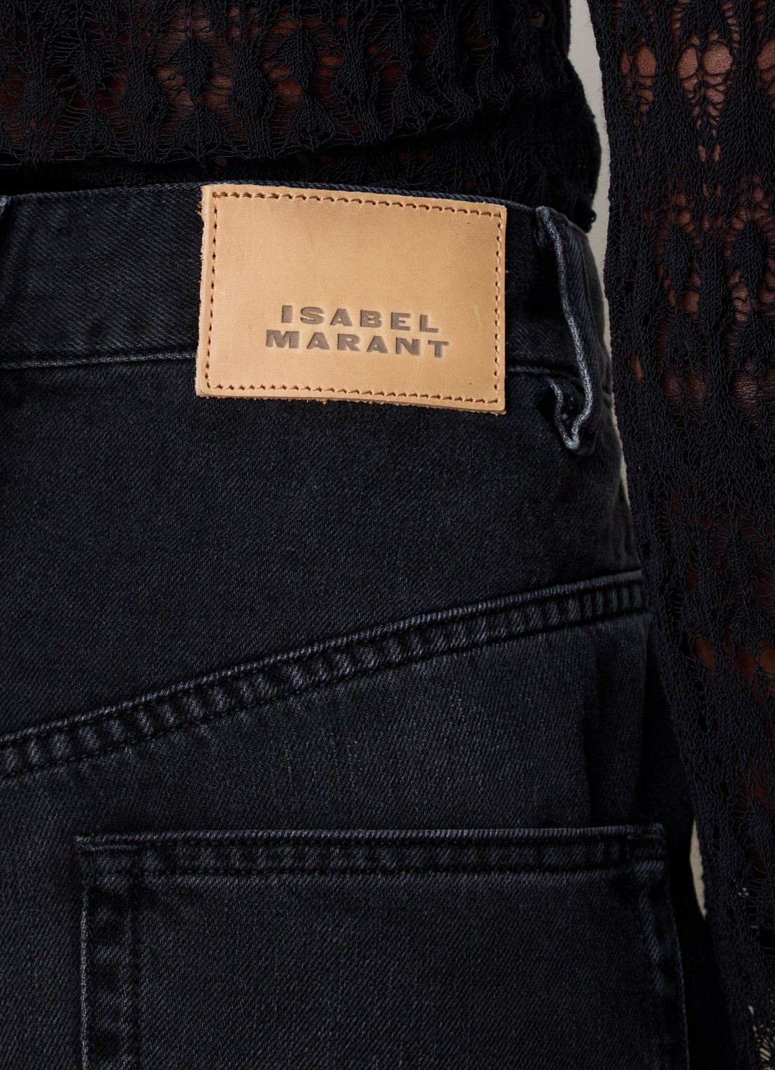 Isabel Marant Joanny high waist wide leg jeans  met gekleurde wassing - detail 3 zwart