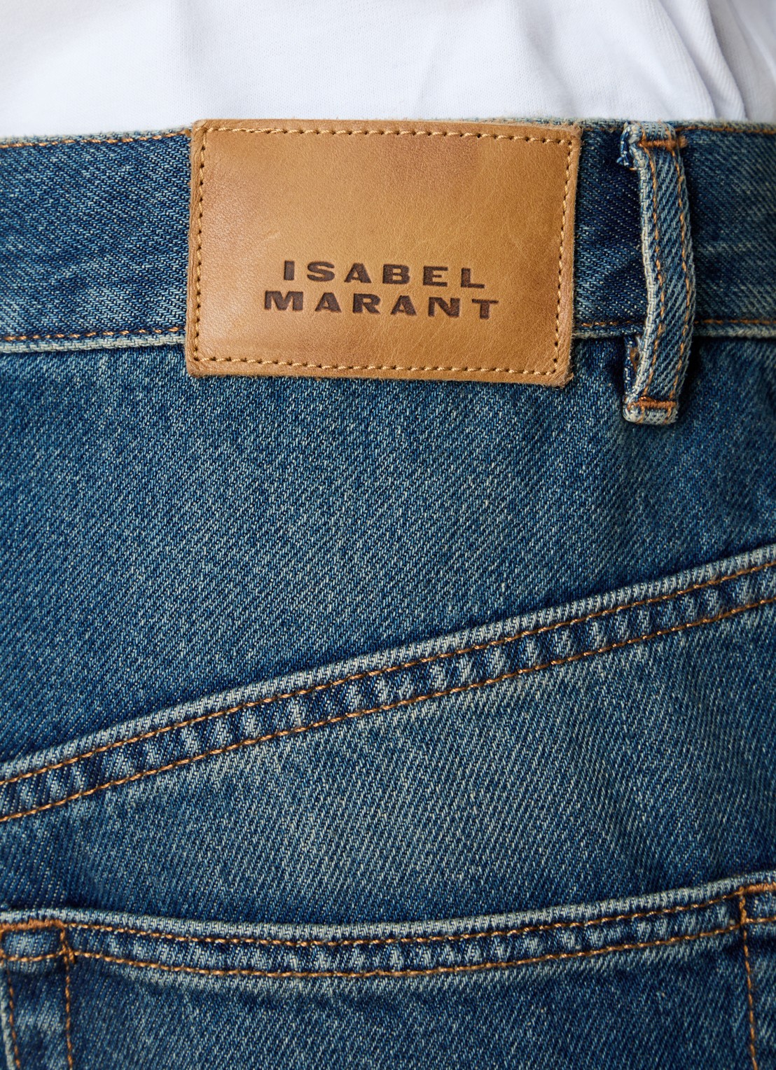 Isabel Marant Joanny high waist wide leg jeans met medium wassing - detail 4 indigo