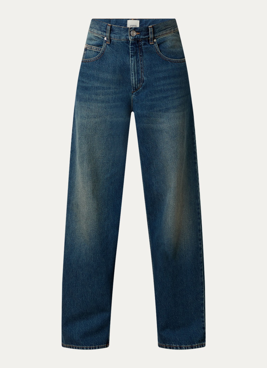 Isabel Marant Joanny high waist wide leg jeans met medium wassing - voorkant 5 indigo