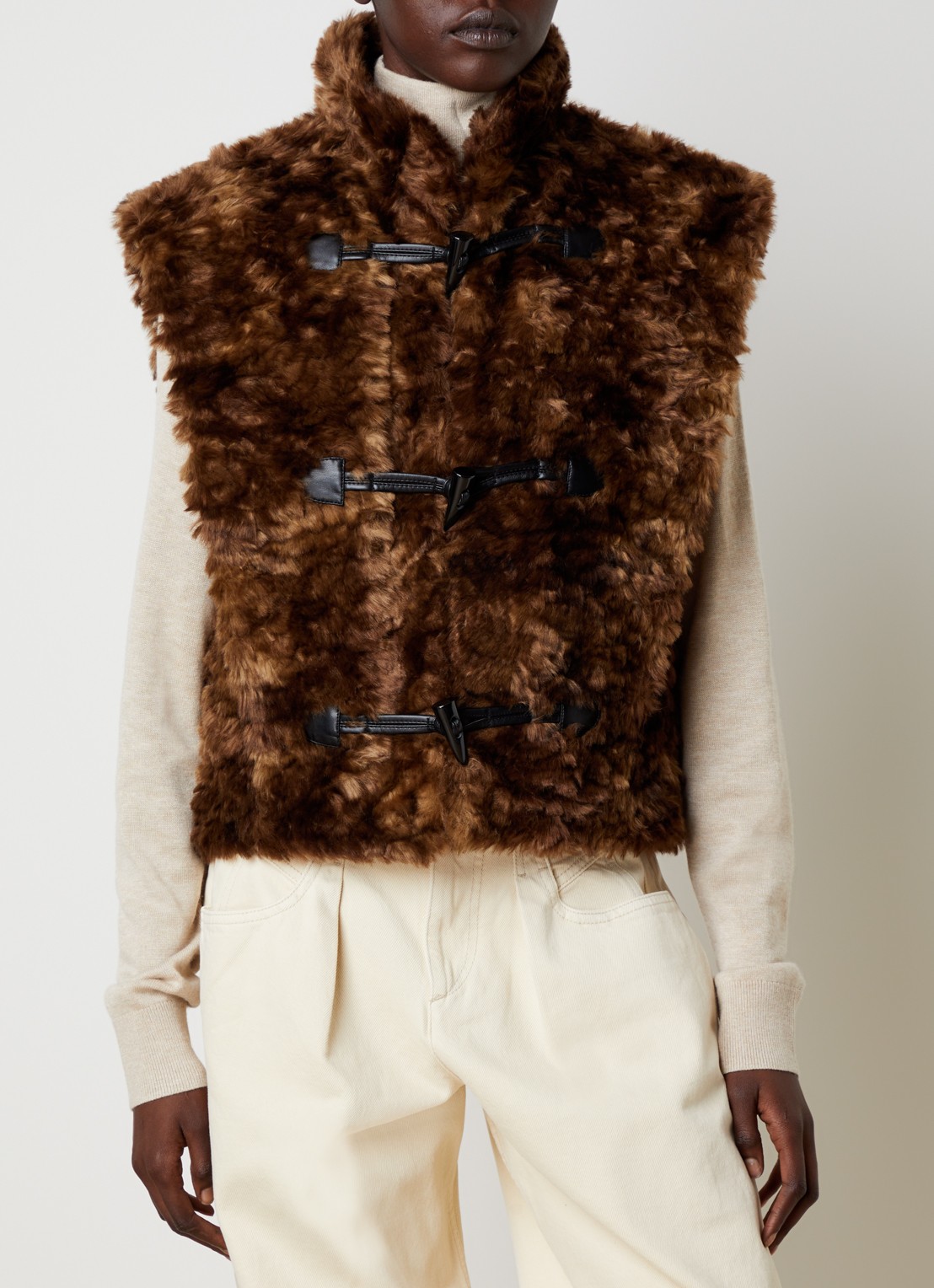 Isabel Marant Jocya gilet met steekzakken - detail 2 donkerbruin