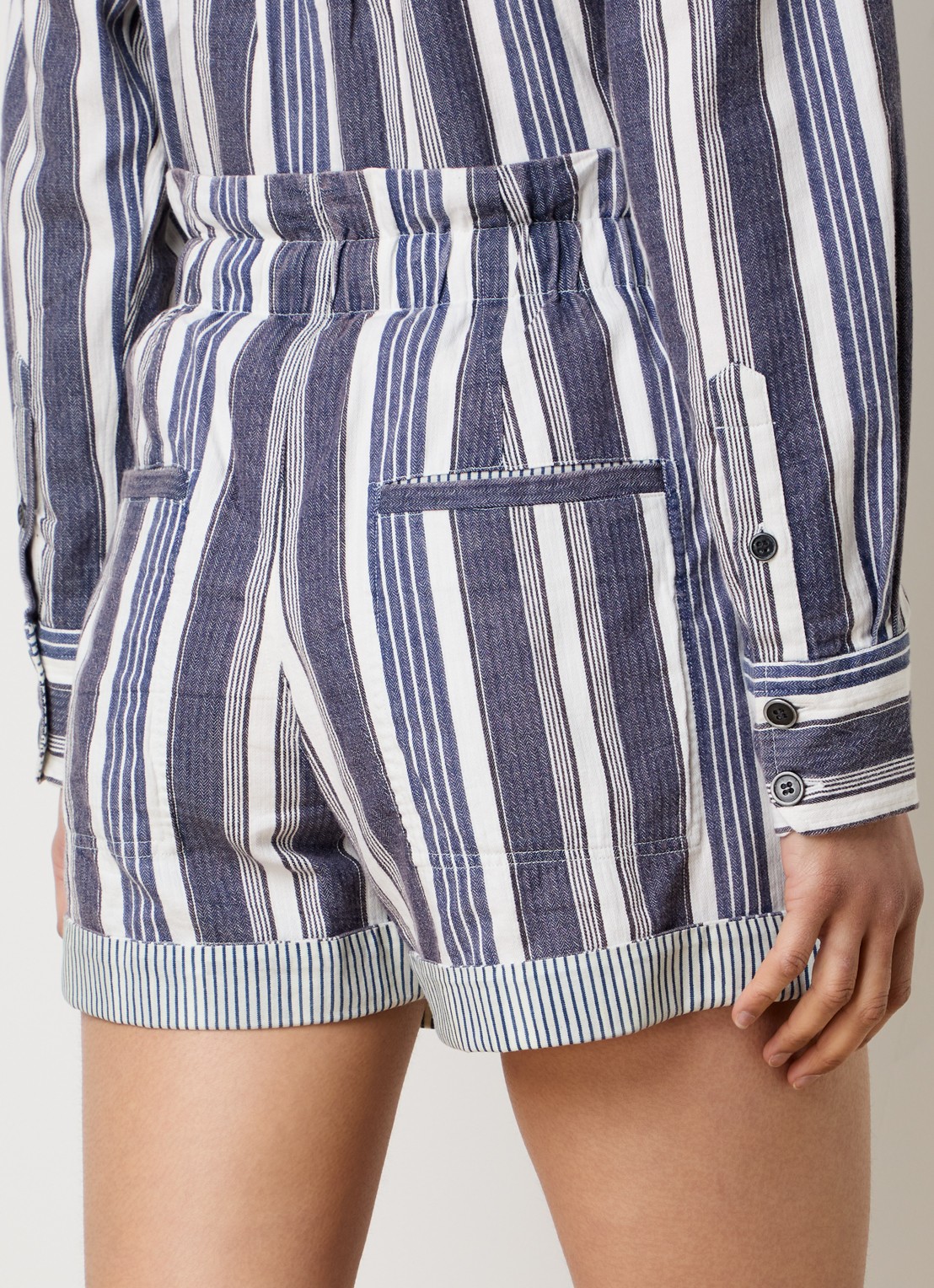 Isabel Marant Joely high waist straight fit korte broek met steekzakken - achterkant gebroken wit
