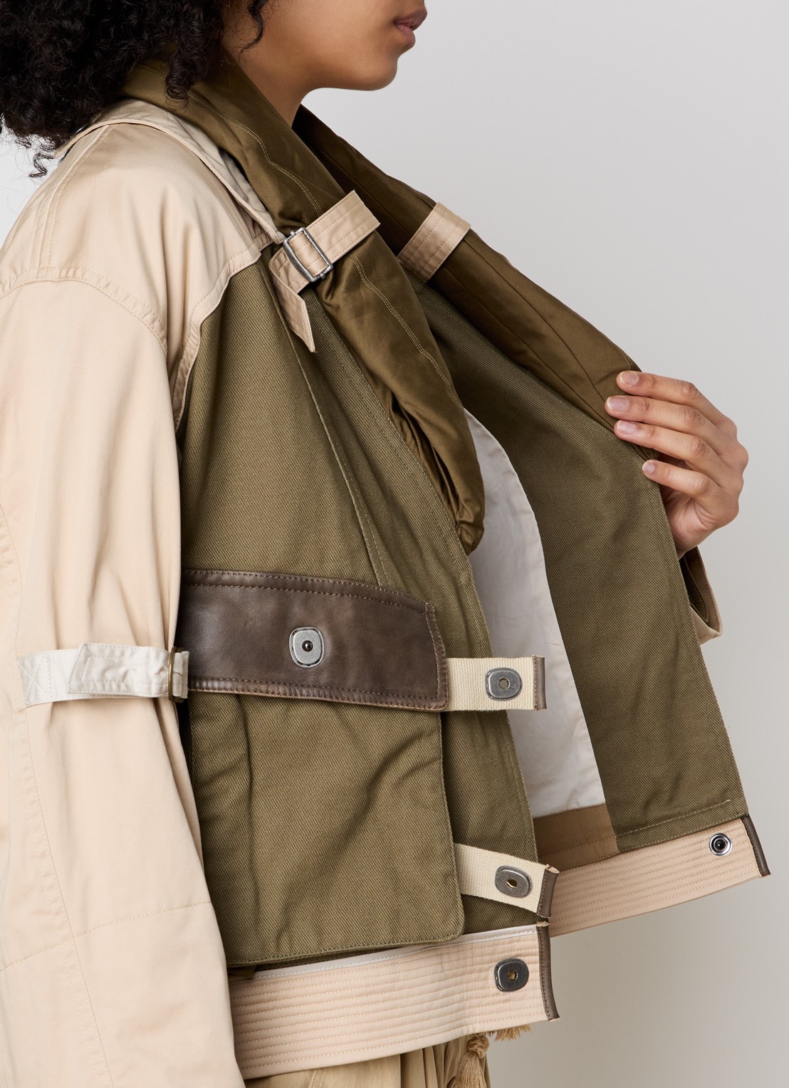 Isabel Marant Julissa jack met klepzakken - detail 2 olijfgroen