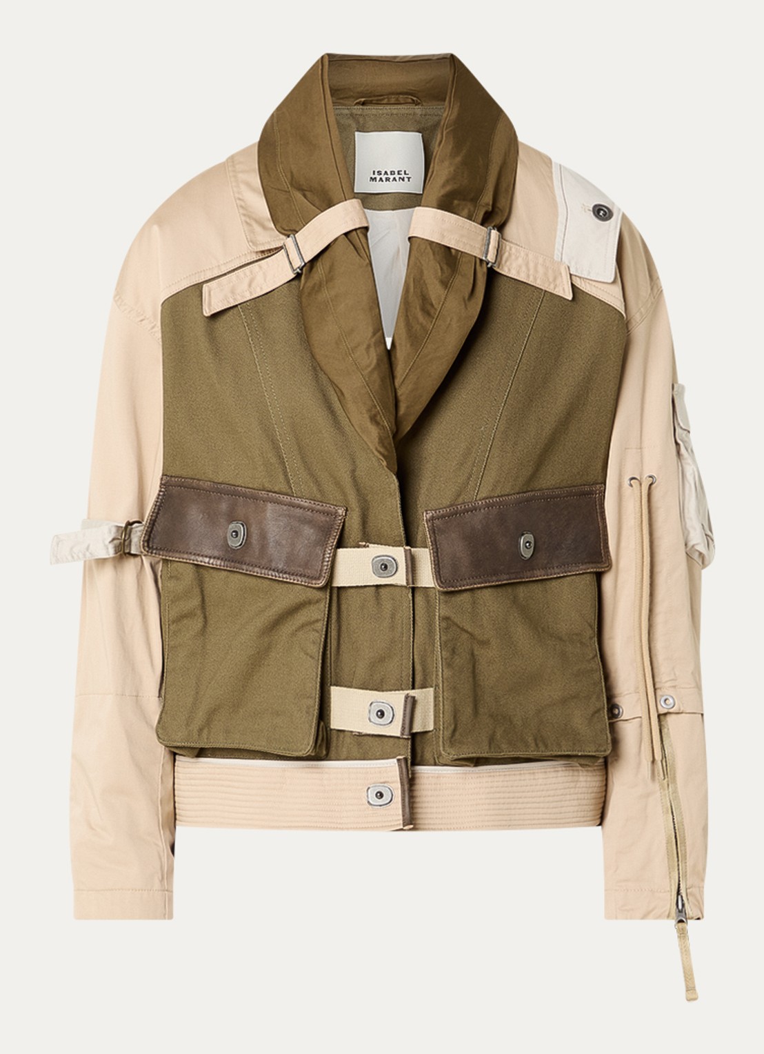 Isabel Marant Julissa jack met klepzakken - voorkant 4 olijfgroen