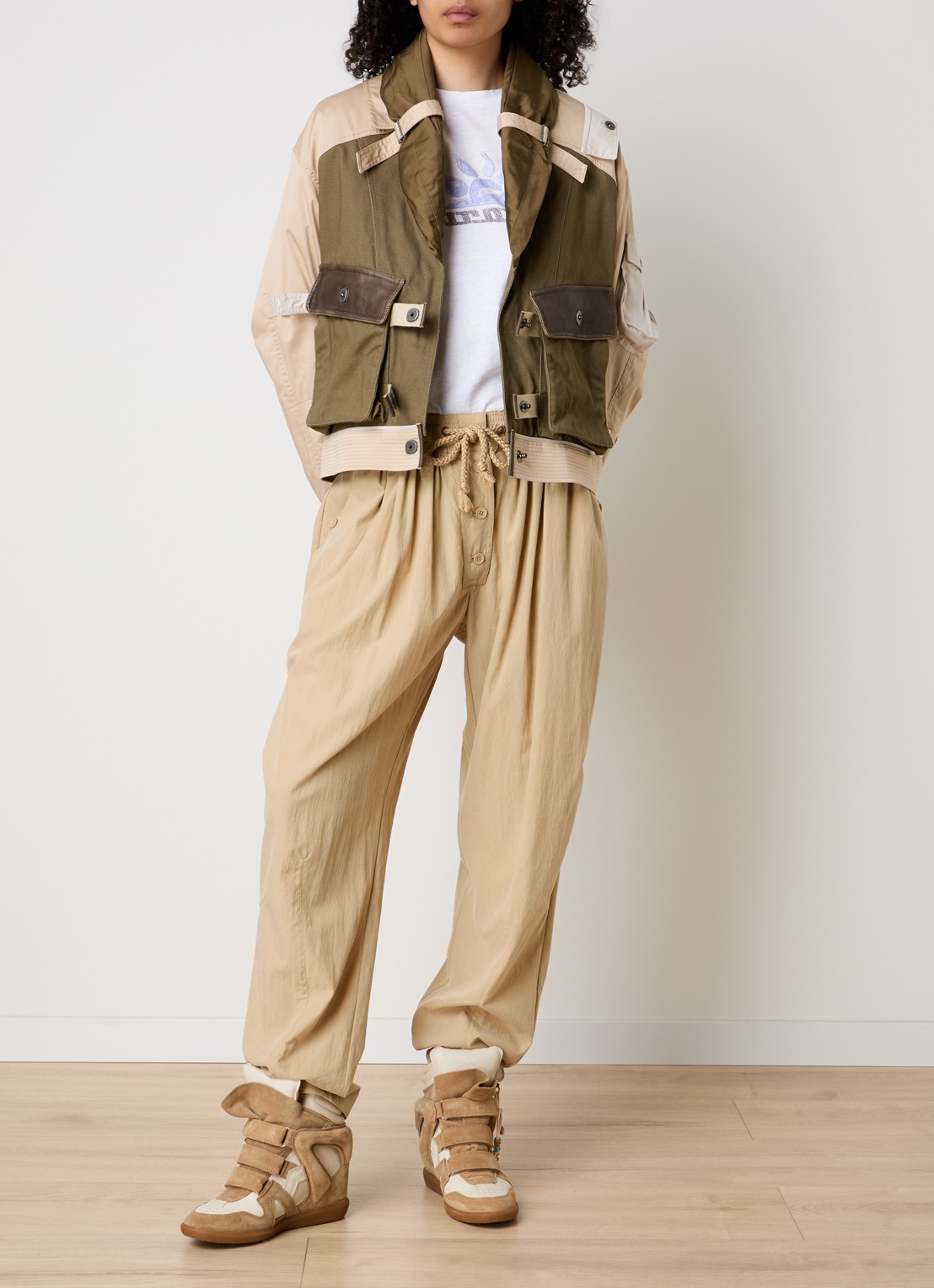 Isabel Marant Julissa jack met klepzakken - voorkant 5 olijfgroen
