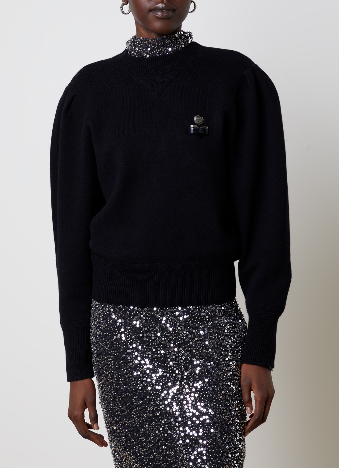 Isabel Marant Kelaya fijngebreide trui in wolblend met logo - detail 4 zwart