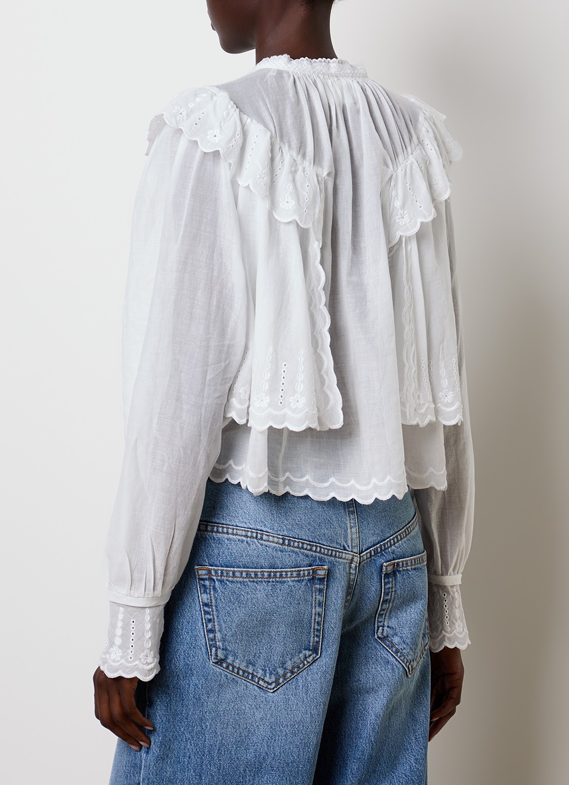 Isabel Marant Kelmon blouse met volant en borduring - achterkant 5 wit
